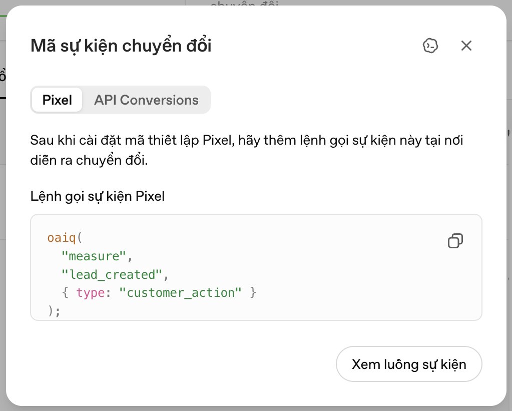 Màn hình Mã sự kiện chuyển đổi với lệnh gọi sự kiện Pixel